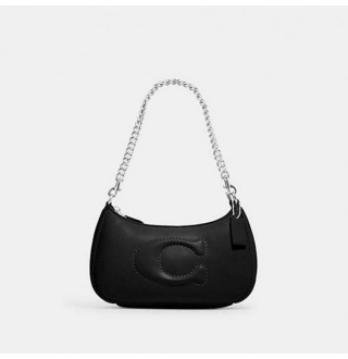 Teri Shoulder Bag With Signature Quilting - Smooth Leather/Silver/Black