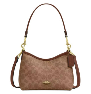 Laurel Small Shoulder Bag In Signature Canvas Dark Beige