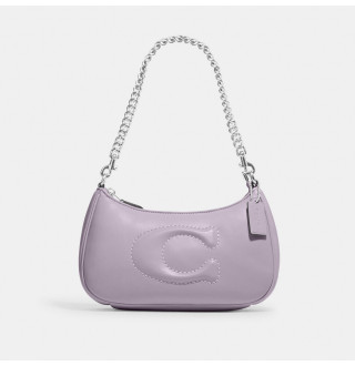 Teri Shoulder Bag With Signature Quilting - Smooth Leather/Silver/Light Violet