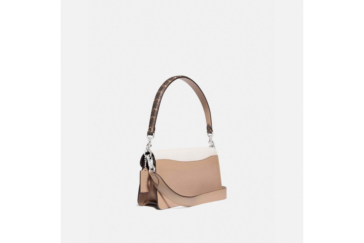 Coach Tabby Shoulder Bag 26 With Snakeskin Detail Light Nickel Taupe Multi