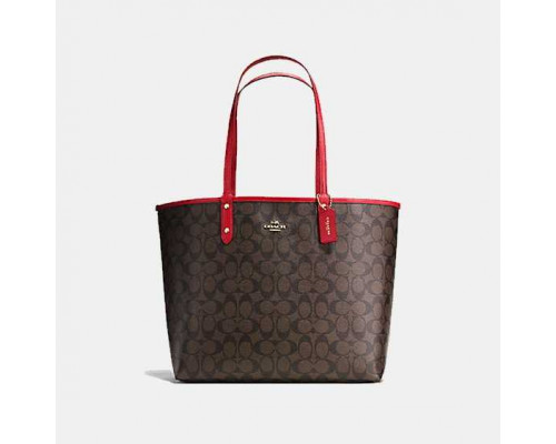 Coach Reversible City Tote In Signature Canvas Brown Watermelon