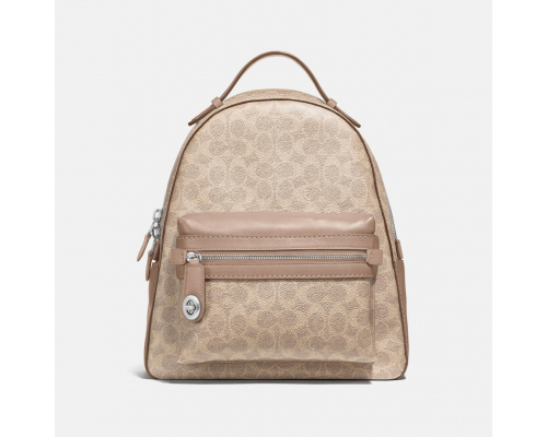 Coach Campus Backpack 28 In Signature Canvas Tan Chalk Brass
