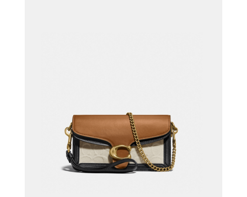 Coach Tabby Shoulder Bag In Blocked Signature Canvas B4 Canvas Light Saddle