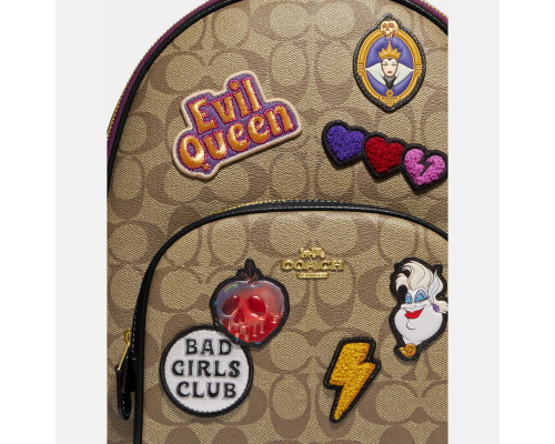 Coach Disney X Court Backpack In Signature Canvas With Patches Im Khaki Multi