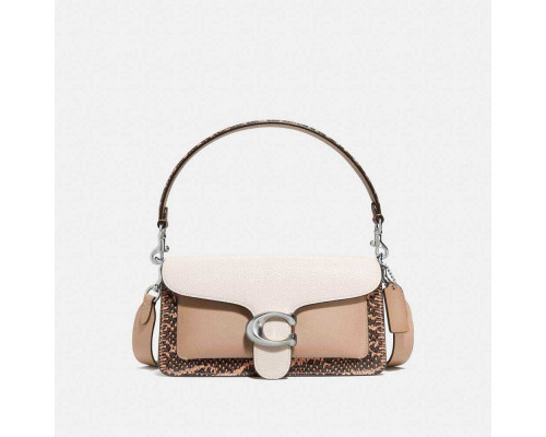 Coach Tabby Shoulder Bag 26 With Snakeskin Detail Light Nickel Taupe Multi