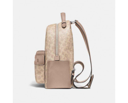 Coach Campus Backpack 28 In Signature Canvas Tan Chalk Brass