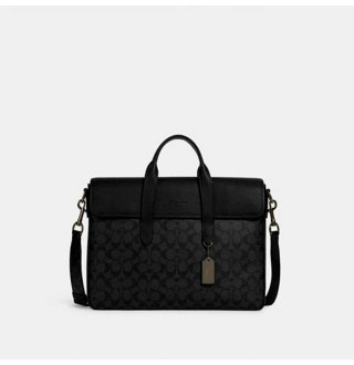 Sullivan Portfolio Brief In Signature Canvas - Gunmetal/Charcoal/Black