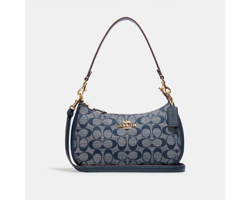 Coach Teri Shoulder Bag In Signature Chambray - Gold/Denim Multi Coach Teri Shoulder Bag In Signature Chambray - Gold/Denim Multi