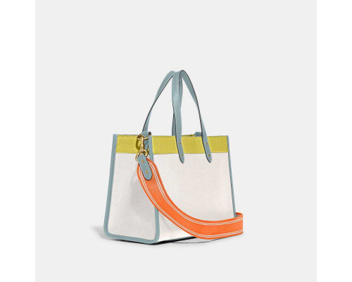 Coach Field Tote 30 With Badge - Chalk/KeyLime/Aqua Coach Field Tote 30 With Badge - Chalk/KeyLime/Aqua