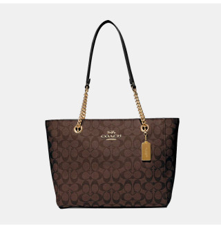 Ava Chain Tote Signature Brown Black - Averand - Gold/Brown Black