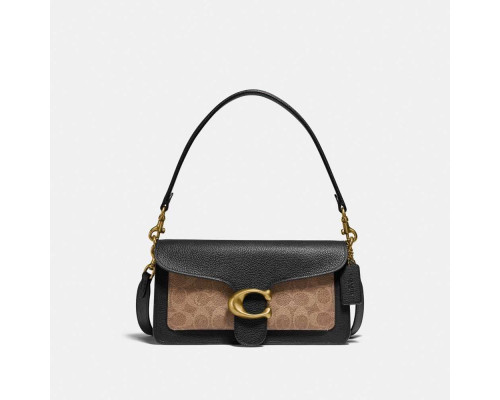 Coach Tabby Shoulder Bag 26 With Signature Canvas - Brass/Tan black