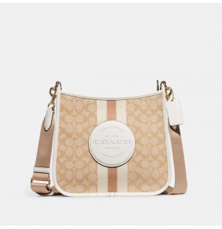 Dempsey File Bag In Signature Jacquard With Stripes And Coach Patch - Im/Light Khaki Chalk
