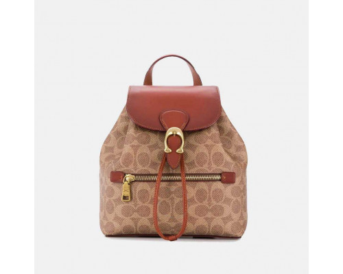 Coach Evie Backpack In Signature Canvas - Tan/Rust/Brass Coach Evie Backpack In Signature Canvas - Tan/Rust/Brass