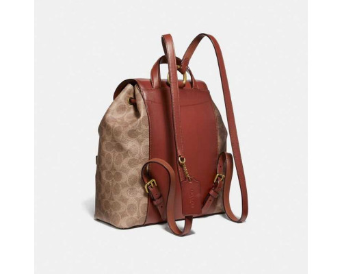 Coach Evie Backpack In Signature Canvas - Tan/Rust/Brass Coach Evie Backpack In Signature Canvas - Tan/Rust/Brass