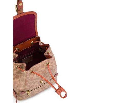 Coach Evie Backpack In Signature Canvas - Tan/Rust/Brass Coach Evie Backpack In Signature Canvas - Tan/Rust/Brass