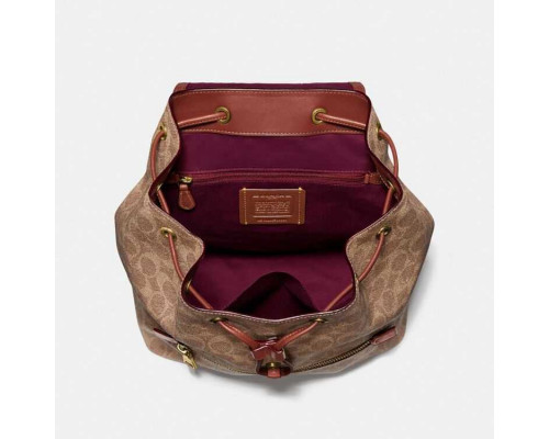 Coach Evie Backpack In Signature Canvas - Tan/Rust/Brass Coach Evie Backpack In Signature Canvas - Tan/Rust/Brass