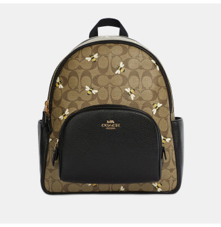Court Backpack In Signature Canvas With Bee Print – Khaki Multi