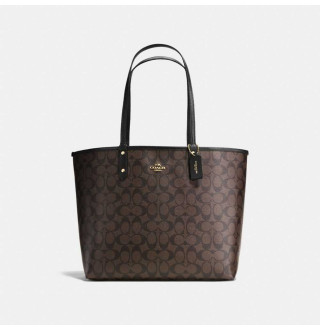 Reversible City Tote In Signature Canvas - Brown/Black