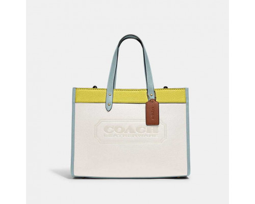 Coach Field Tote 30 With Badge - Chalk/KeyLime/Aqua Coach Field Tote 30 With Badge - Chalk/KeyLime/Aqua