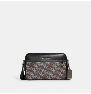 Graham Crossbody With Signature Monogram Print - Gunmetal/Black
