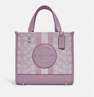 Dempsey Tote 22 In Signature Jacquard With Stripe And Coach Patch - Sv/Soft Lilac