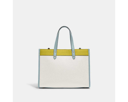 Coach Field Tote 30 With Badge - Chalk/KeyLime/Aqua Coach Field Tote 30 With Badge - Chalk/KeyLime/Aqua