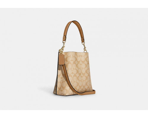Coach Mollie Bucket Bag 22 In Signature Canvas - Gold/Lt Khaki/Lt Saddle Coach Mollie Bucket Bag 22 In Signature Canvas - Gold/Lt Khaki/Lt Saddle