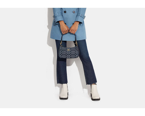 Coach Teri Shoulder Bag In Signature Chambray - Gold/Denim Multi Coach Teri Shoulder Bag In Signature Chambray - Gold/Denim Multi