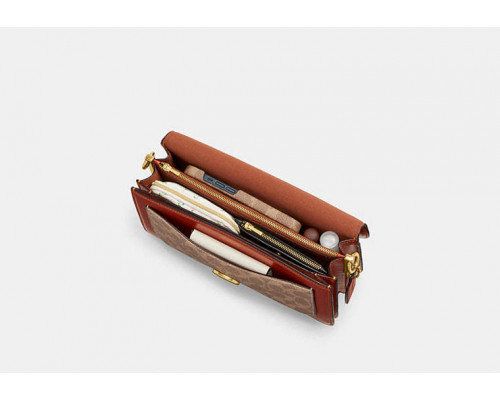 Coach Tabby Shoulder Bag 26 In Signature Canvas - Brass/Tan/Rust