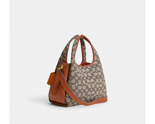 Coach Lana Shoulder Bag 23 In Signature Jacquard - Brass/Cocoa Burnished Amb Coach Lana Shoulder Bag 23 In Signature Jacquard - Brass/Cocoa Burnished Amb