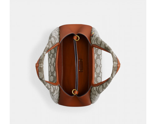 Coach Lana Shoulder Bag 23 In Signature Jacquard - Brass/Cocoa Burnished Amb Coach Lana Shoulder Bag 23 In Signature Jacquard - Brass/Cocoa Burnished Amb