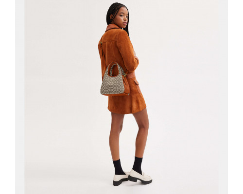 Coach Lana Shoulder Bag 23 In Signature Jacquard - Brass/Cocoa Burnished Amb Coach Lana Shoulder Bag 23 In Signature Jacquard - Brass/Cocoa Burnished Amb