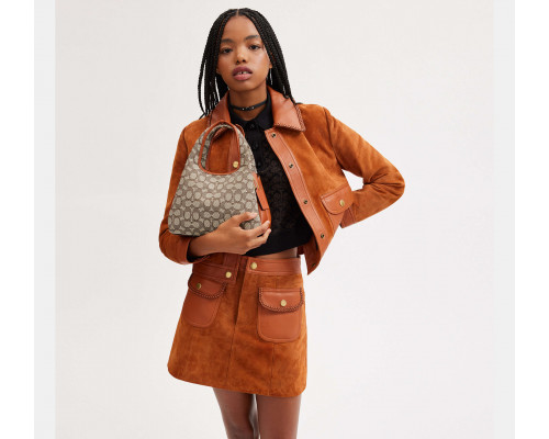 Coach Lana Shoulder Bag 23 In Signature Jacquard - Brass/Cocoa Burnished Amb Coach Lana Shoulder Bag 23 In Signature Jacquard - Brass/Cocoa Burnished Amb