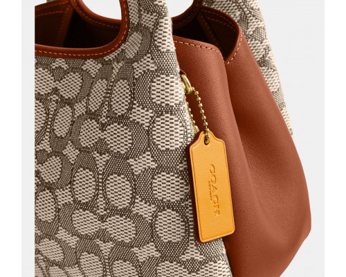 Coach Lana Shoulder Bag 23 In Signature Jacquard - Brass/Cocoa Burnished Amb Coach Lana Shoulder Bag 23 In Signature Jacquard - Brass/Cocoa Burnished Amb