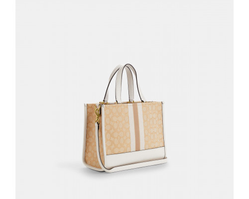 Coach Dempsey Carryall Bag In Signature Jacquard With Stripe And Coach Patch Gold Light Khaki Chalk